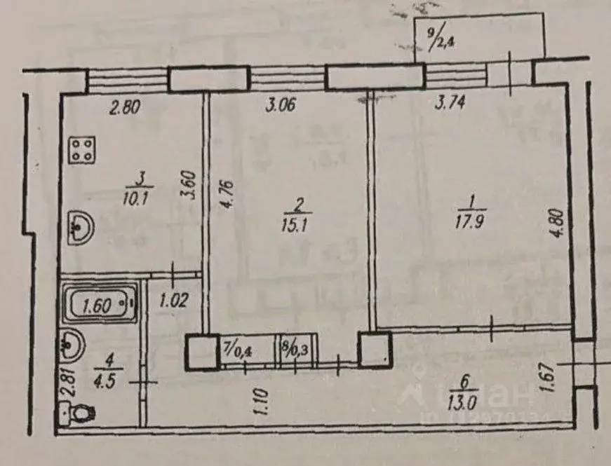 2-к кв. Башкортостан, Уфа ул. Ульяновых, 44 (60.6 м) - Фото 2