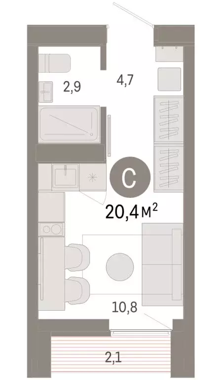 Квартира-студия: Екатеринбург, улица Гастелло, 19А (20.38 м) - Фото 1