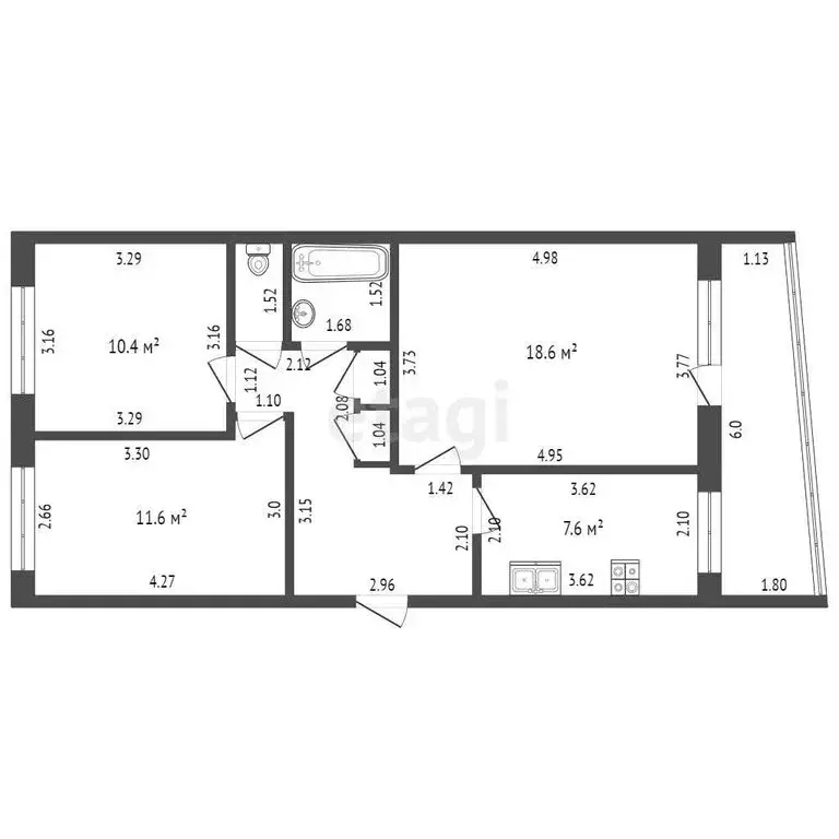 3-комнатная квартира: Тамбов, Интернациональная улица, 54 (62.9 м) - Фото 0