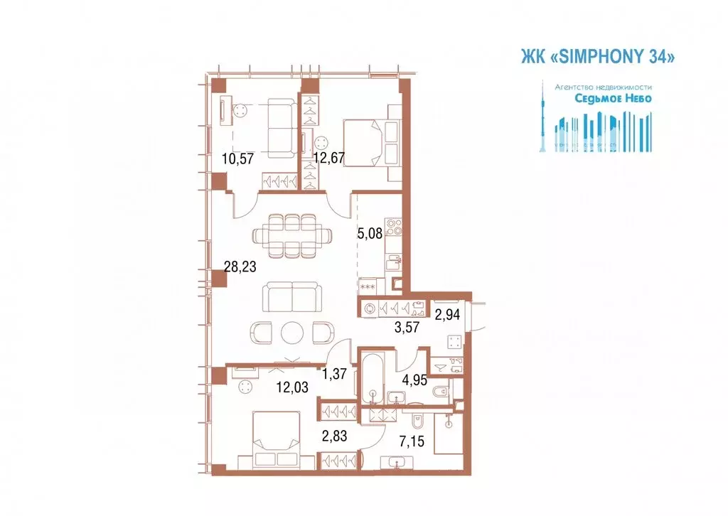 4-комнатная квартира: Москва, 2-я Хуторская улица, 34 (91.83 м) - Фото 0