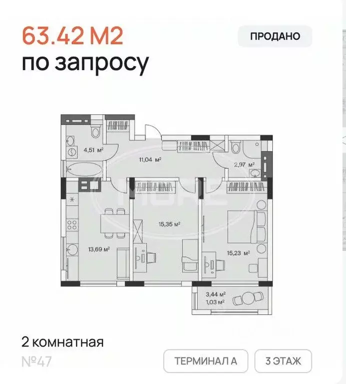 2-к кв. Калининградская область, Гурьевский муниципальный округ, пос. ... - Фото 0