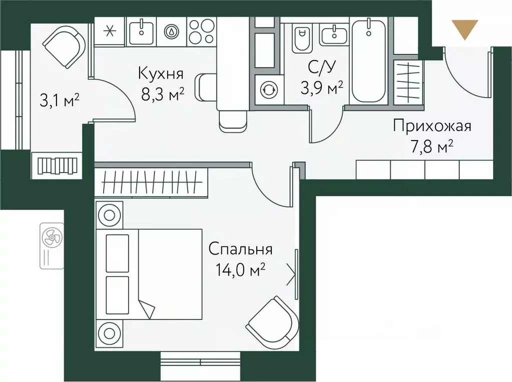 1-к кв. Волгоградская область, Волгоград Новосибирская ул., 74с1 (37.1 ... - Фото 0