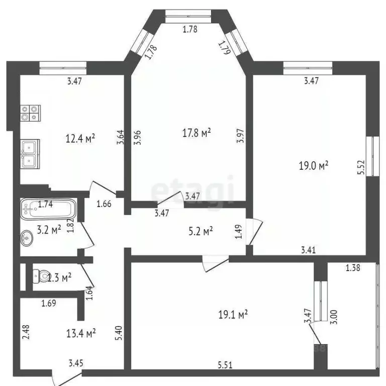 3-к кв. Орловская область, Орел Карачевское ш., 15 (91.4 м) - Фото 1