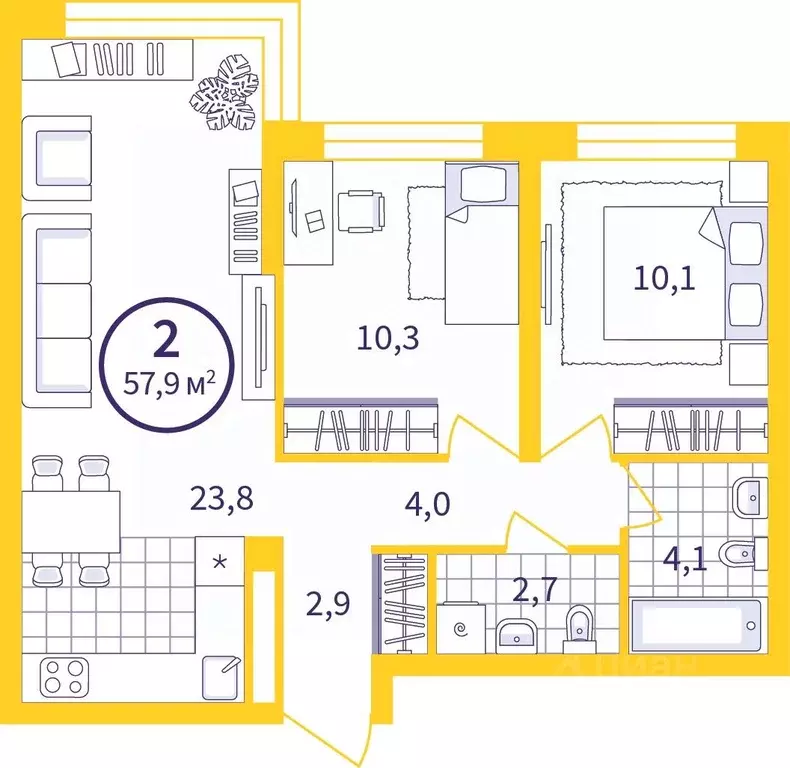 2-к кв. Свердловская область, Екатеринбург Уктус жилрайон, Астон ... - Фото 1