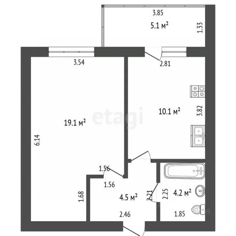 1-к кв. Самарская область, Самара ул. Дыбенко, 23 (43.6 м) - Фото 0