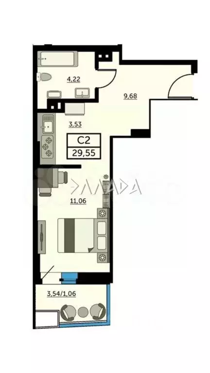 Студия Ростовская область, Ростов-на-Дону, Нахичевань ул. 23-я Линия, ... - Фото 2