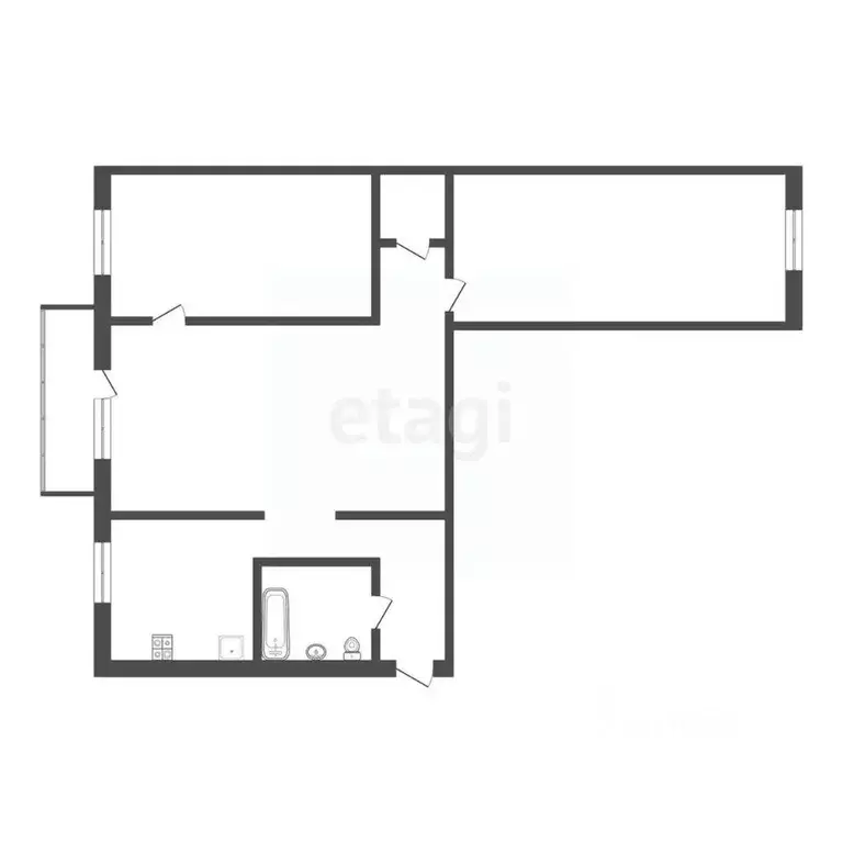 3-к кв. Тамбовская область, Тамбов Рязанская ул., 26 (56.7 м) - Фото 2