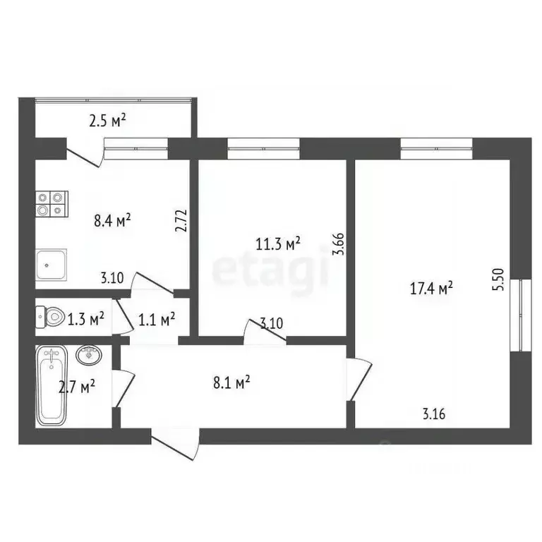 2-к кв. Ставропольский край, Кисловодск Зеркальный пер. (50.3 м) - Фото 1