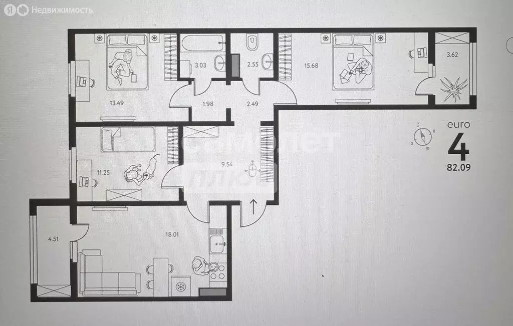 4-комнатная квартира: Липецк, ЖК Инстеп. Перова (86.33 м) - Фото 1