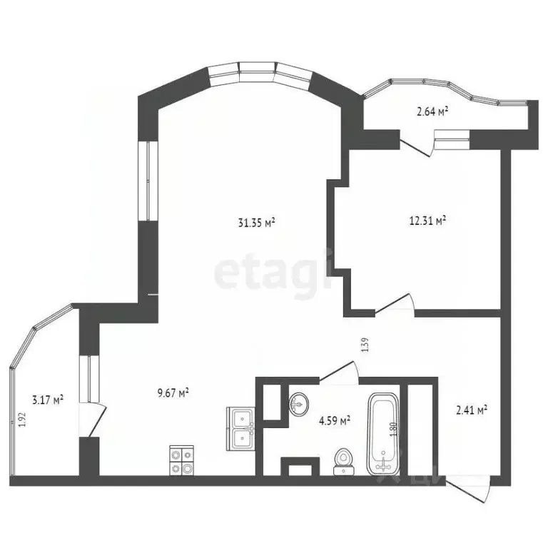 2-к кв. Московская область, Красногорск бул. Южный, 6 (57.4 м) - Фото 1