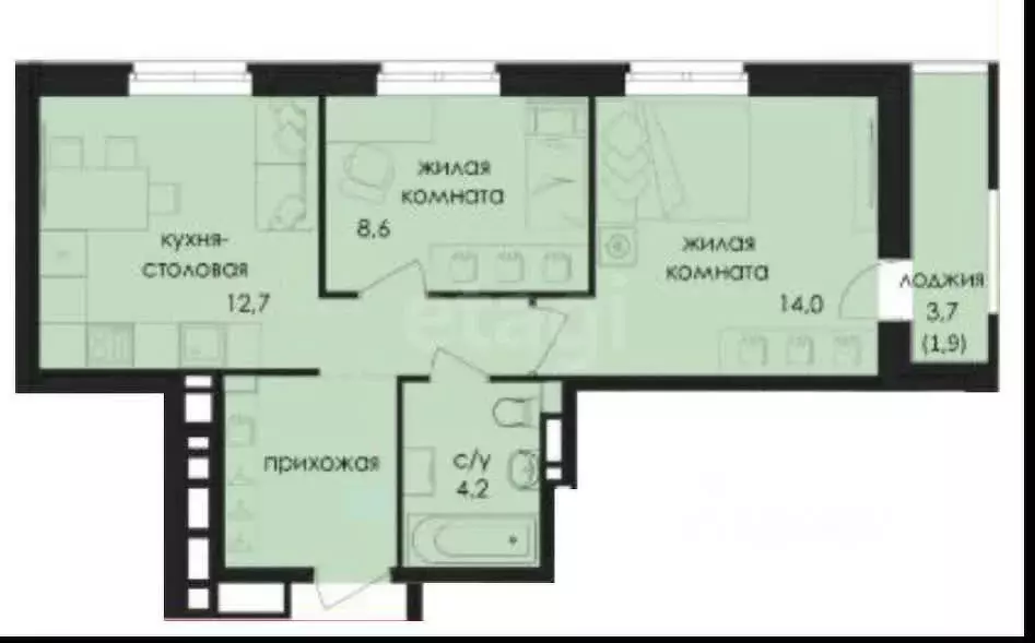 2-комнатная квартира: Пермь, улица Лифанова, 38 (42 м) - Фото 0