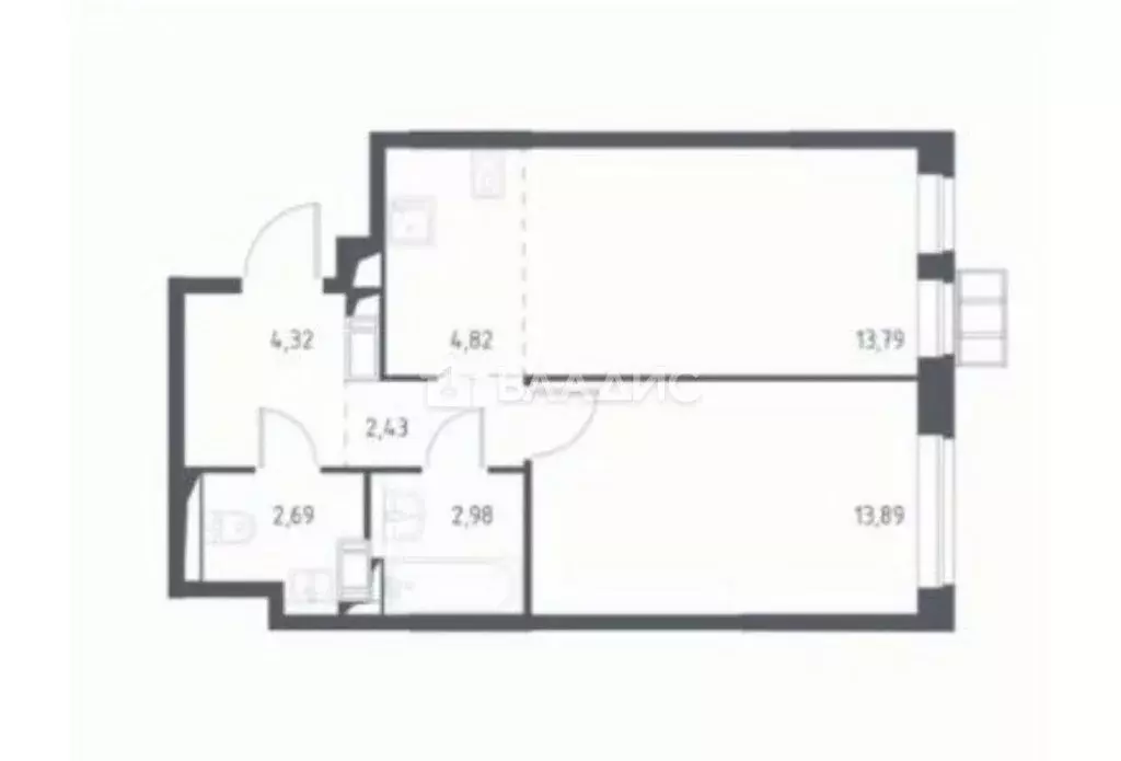 2-комнатная квартира: село Ям, улица Мезенцева, 21 (44.2 м) - Фото 1