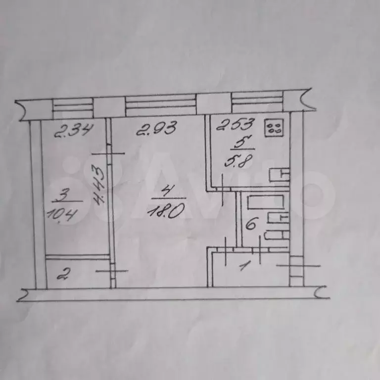 2-к. квартира, 42,4 м, 1/4 эт. - Фото 0