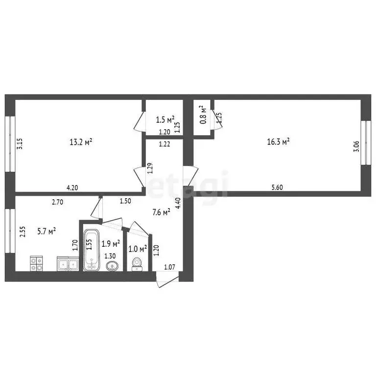 2-комнатная квартира: Стерлитамак, Коммунистическая улица, 20 (48 м) - Фото 0