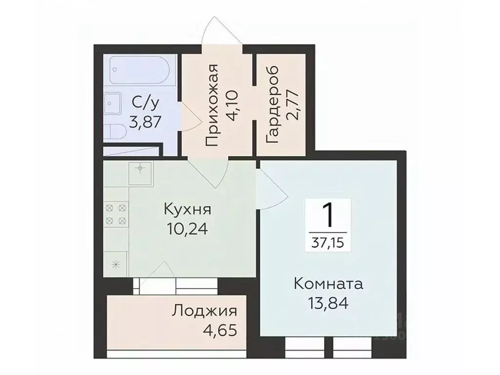 1-к кв. Воронежская область, Воронеж ул. Матросова (37.15 м) - Фото 0