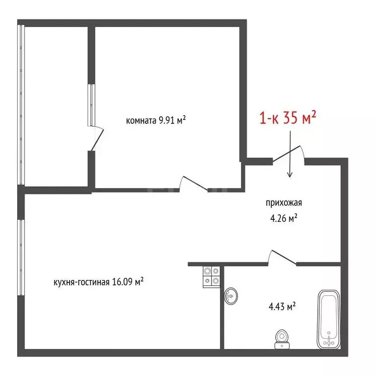 1-комнатная квартира: Екатеринбург, улица Мамина-Сибиряка, 36Б/2 (35 ... - Фото 1