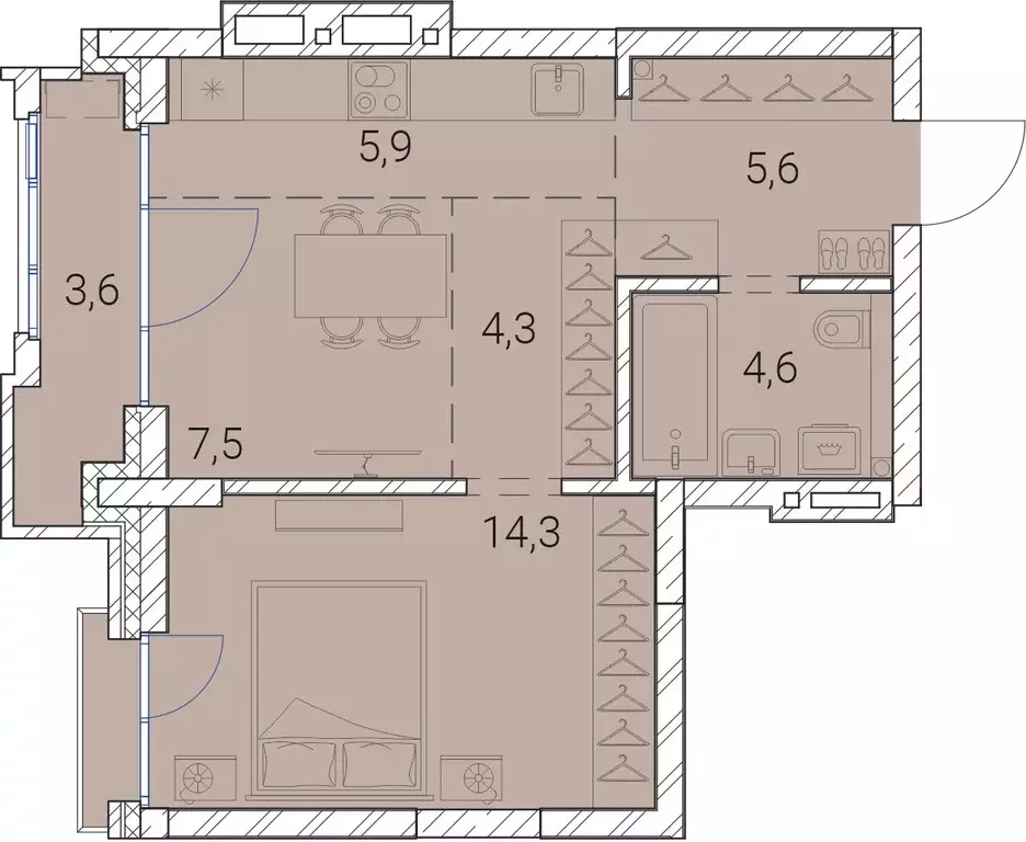 2-к кв. Новосибирская область, Новосибирск Овражная ул., 2А (45.8 м) - Фото 1