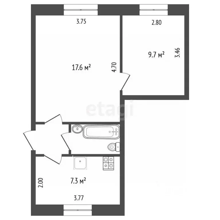2-к кв. Москва ул. Камова, 24К3 (39.7 м) - Фото 2