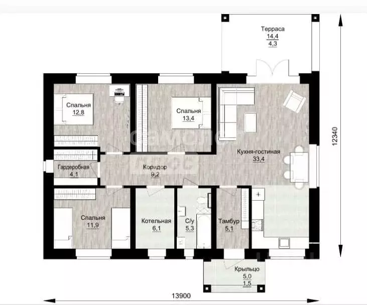 Дом в Башкортостан, Октябрьский Ударная ул. (120 м) - Фото 2