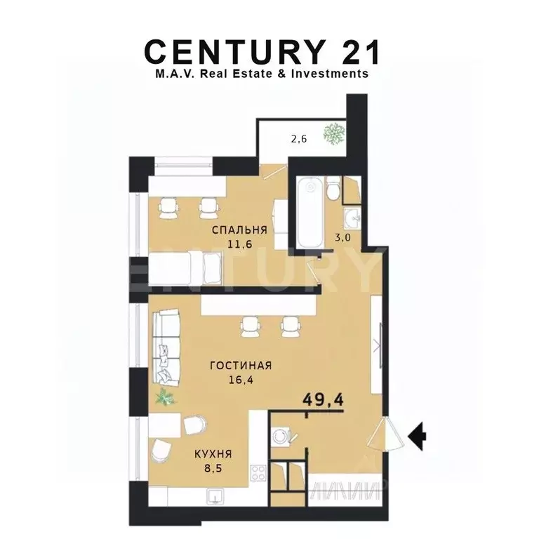 2-к кв. Санкт-Петербург Выборгское ш., 35к1 (49.4 м) - Фото 1