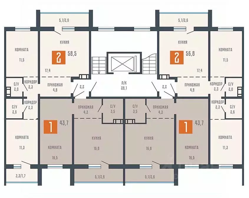 2-к кв. Курганская область, Курган ул. Коли Мяготина, 34Б (58.5 м) - Фото 1