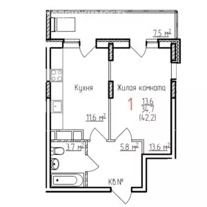 1-комнатная квартира: Владимир, Добросельская улица, 180 (42.2 м) - Фото 0