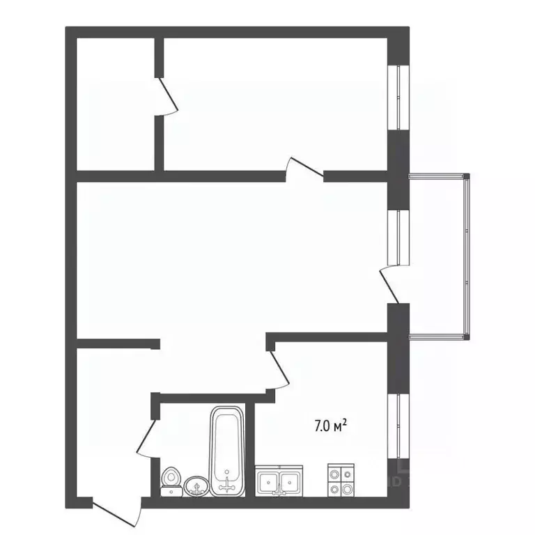 2-к кв. Тюменская область, Тюмень проезд Геологоразведчиков, 42 (44.2 ... - Фото 0