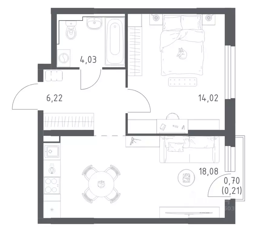 1-к кв. Нижегородская область, Нижний Новгород ул. Дружбы, 33 (42.56 ... - Фото 1