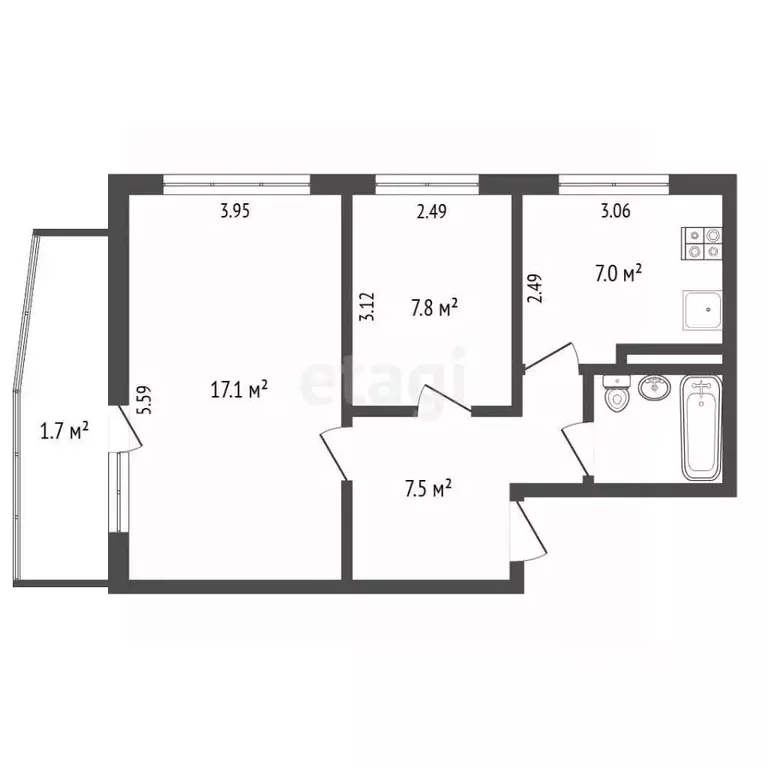 2-к кв. Крым, Щелкино Ленинский район, 85 (42.2 м) - Фото 2