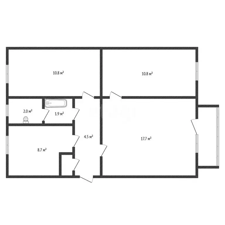 3-комнатная квартира: посёлок Кавказский, улица Балахонова, 5 (56.4 м) - Фото 2