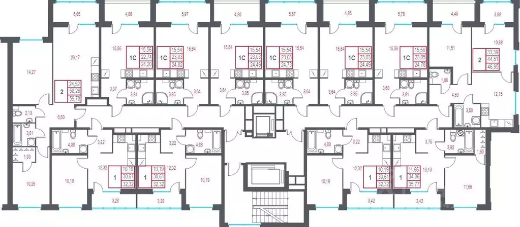 Квартира, 2 комнаты, 59.78 м - Фото 1