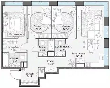 4-к кв. Москва просп. Генерала Дорохова, 39к2Б (93.0 м) - Фото 2