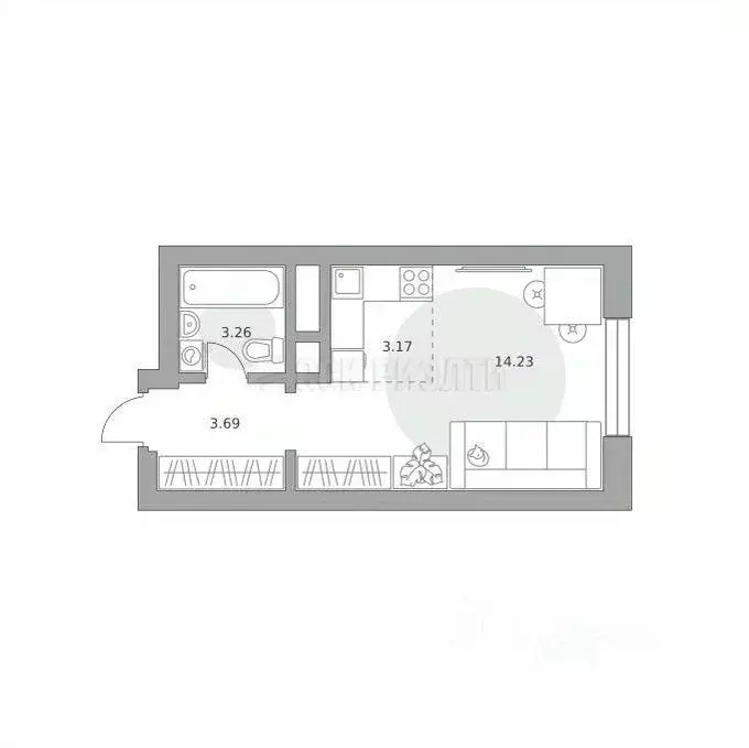 Студия Московская область, Красногорск ул. Александровская, 3 (24.4 м) - Фото 2