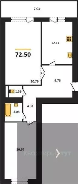 2-комнатная квартира: Воронеж, переулок Здоровья, 90Г/1к2 (72.5 м) - Фото 0