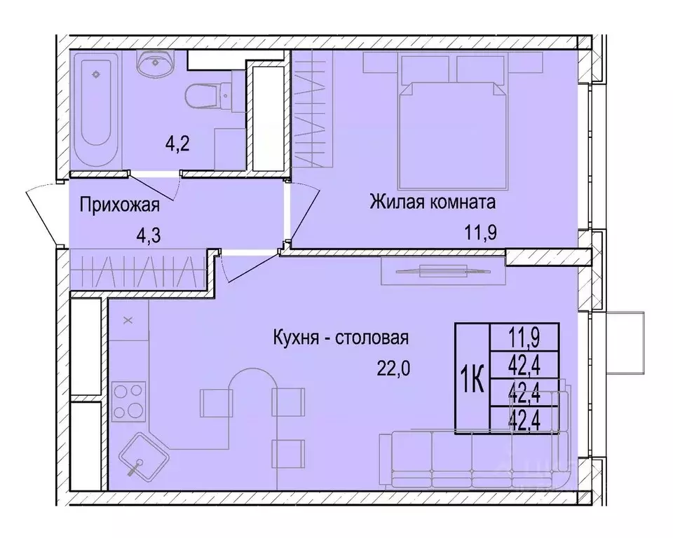 1-к кв. Московская область, Мытищи Леонидовка мкр,  (41.9 м) - Фото 0