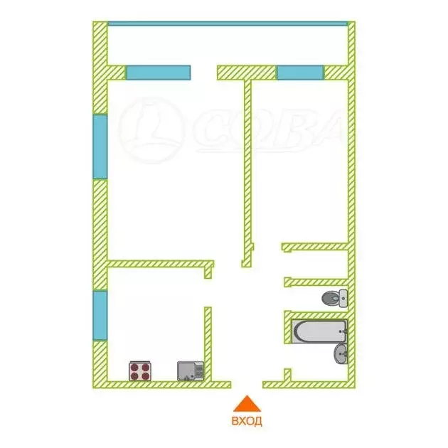 2-комнатная квартира: Тюмень, 6-й микрорайон, улица Валерии ... - Фото 2