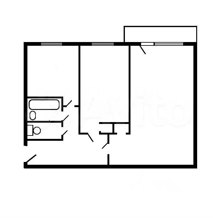 2-к. квартира, 45 м, 2/5 эт. - Фото 0