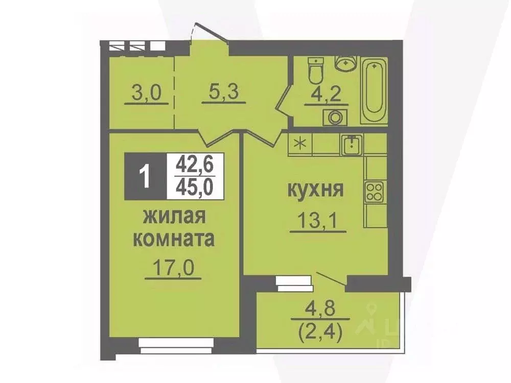 1-к кв. Новосибирская область, Кольцово рп, 5-й мкр  (45.0 м) - Фото 0