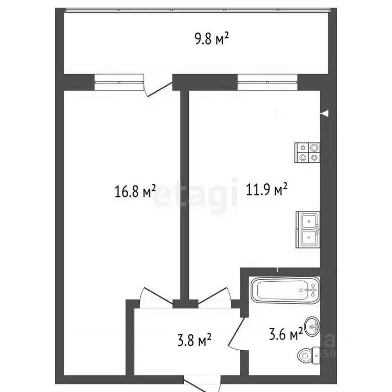 1-к кв. Самарская область, Самара ул. Блюхера, 19 (36.1 м) - Фото 2