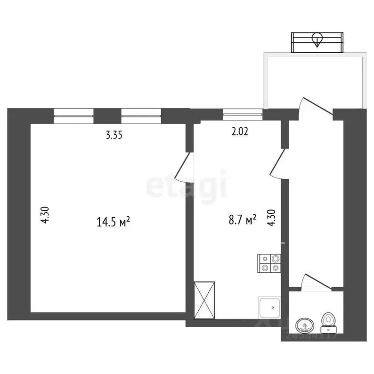 1-к кв. Крым, Бахчисарай ул. Затрубченко, 11 (32.0 м) - Фото 1