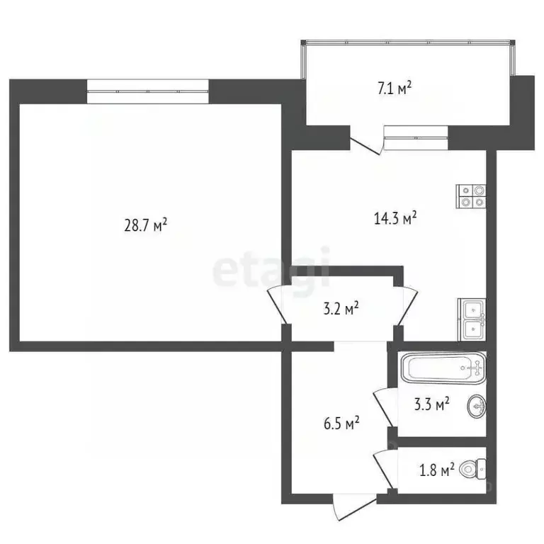 1-к кв. Тюменская область, Тюмень ул. Прокопия Артамонова, 9 (57.7 м) - Фото 1