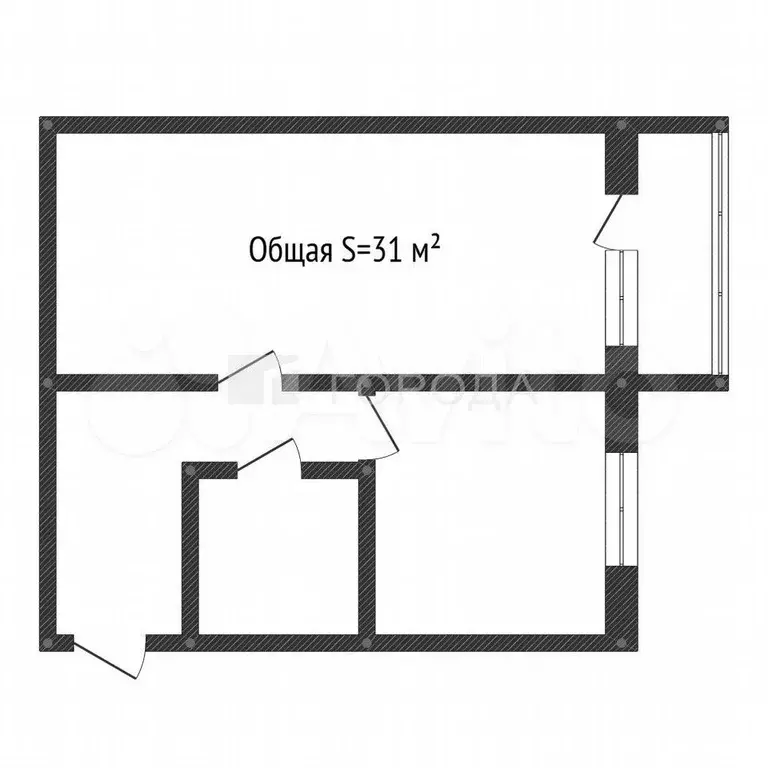 1-к. квартира, 31 м, 2/5 эт. - Фото 1
