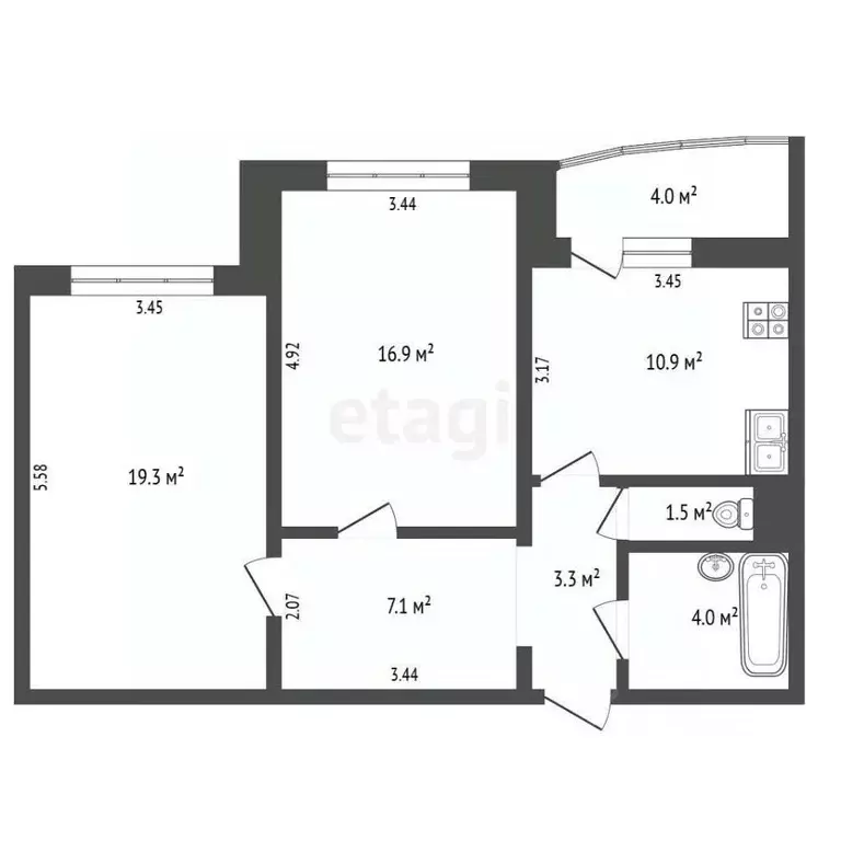 2-к кв. Тюменская область, Тюмень Войновка мкр, ул. Энергостроителей, ... - Фото 2
