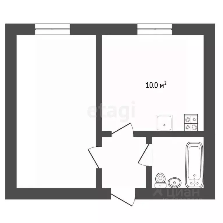 1-к кв. Тюменская область, Тюмень ул. Пермякова, 7а (32.5 м) - Фото 1