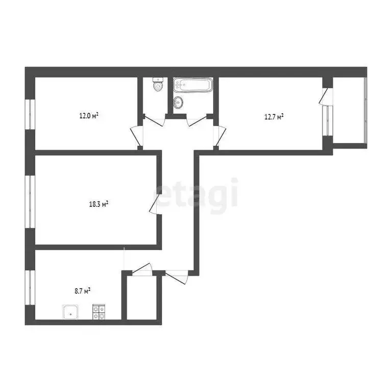 3-комнатная квартира: Тюмень, Лесопарковая улица, 17 (66 м) - Фото 0