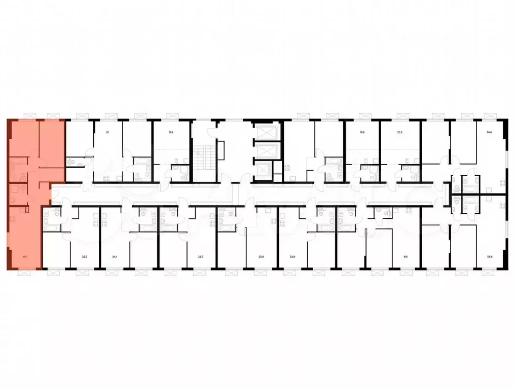 2-к. квартира, 60,1 м, 24/25 эт. - Фото 1