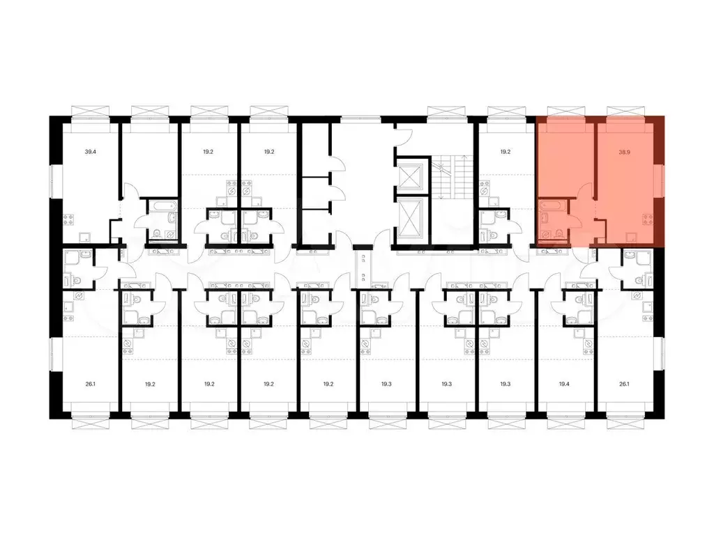 1-к. квартира, 38,9 м, 5/9 эт. - Фото 1