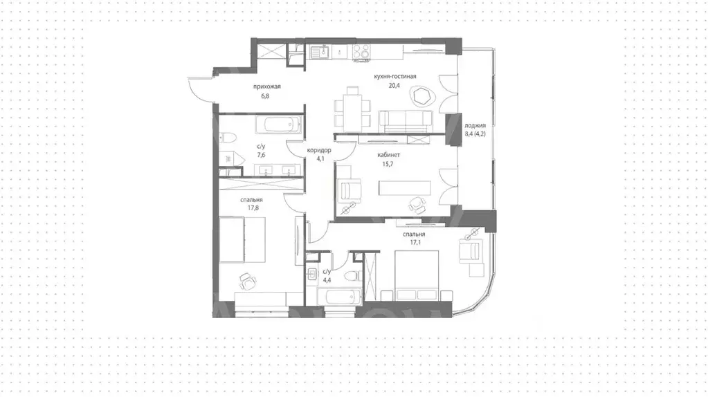 3-к кв. Москва ул. Нижние Мневники, 16к2 (104.0 м) - Фото 1