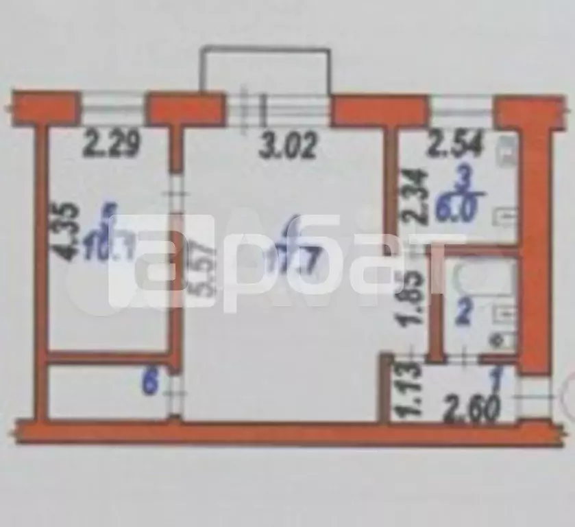 2-к. квартира, 43,3 м, 4/5 эт. - Фото 0