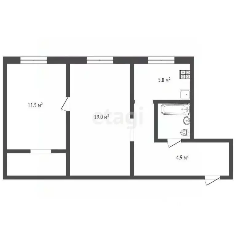 2-к кв. Орловская область, Орел Комсомольская ул., 366 (43.0 м) - Фото 1